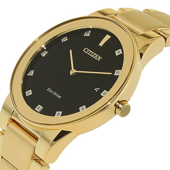 CITIZEN AU1062-56G AXIOM BLACK DIAMOND DIAL GOLD STAINLESS BRACELET MENS WATCH - Picture 2 of 14